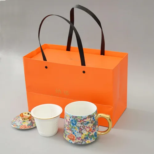 Miniatura 7 de Taza de té de porcelana con infusor – Taza de té de cerámica china Jingdezhen Sistema de preparación de té de hojas sueltas para oficina en casa