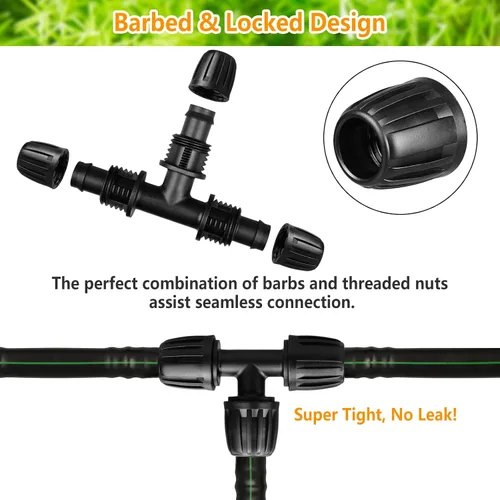 Miniatura 6 de Accesorios de riego por goteo para tubos de goteo de 1/2 pulgada (1/2 pulgada de diámetro interior x 0.65 pulgadas de diámetro), 10 piezas de 1/2