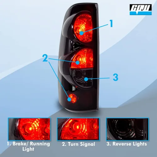 Miniatura 3 de CPW Luces traseras compatibles con Chevy Silverado 1500/2500 (1999-2006)/Silverado 3500 (2001-2006)/2007 Classic/GMC Sierra 1500/2500 Lente ahumada