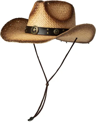 Miniatura 11 de Comhats Sombrero de paja de vaquero redondo de estilo occidental para mujer, cordón de barbilla Fedora de cuero vegano, ala moldeable, vaquera