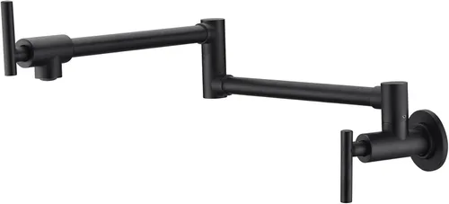 Miniatura 12 de SUMERAIN Grifo de llenado de ollas de montaje en pared, grifo de cocina de bronce aceitado, oscilación de doble articulación y palancas de cierre