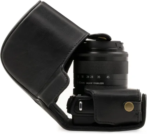 Miniatura 20 de MegaGear Canon EOS M100, M200 (0.591-1.772 in) Ever Ready - Funda de piel para cámara y correa, con acceso a la batería, color marrón oscuro, MG1326