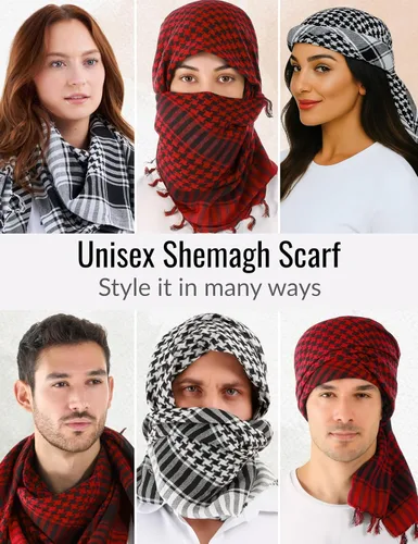 Miniatura 28 de LOVARZI Shemagh Cottons Arab Keffiyeh - Bufanda militar táctica para cabeza y cuello