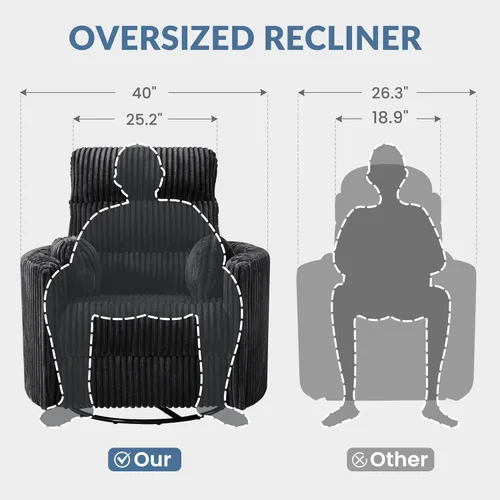 Miniatura 2 de GRAINELL - Silla reclinable giratoria con ajuste para reposacabezas, puerto de carga USB, reclinable eléctrico de posición infinita, mecedoras