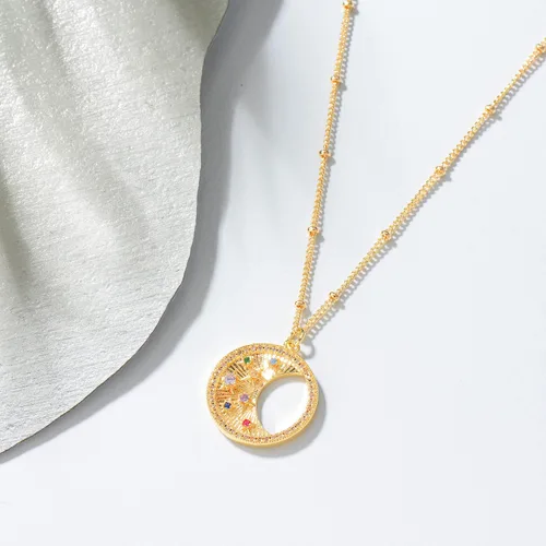 Miniatura 6 de Collar con colgante de luna de oro para mujer, chapado en oro de 14 quilates, cadena delicada, luna creciente, sol, estrella
