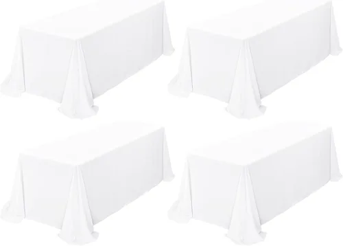 Miniatura 78 de Showgeous Paquete de 4 manteles rectangulares de poliéster de 60 x 102 pulgadas, resistentes a las arrugas, lavables, para bodas, mesas de comedor