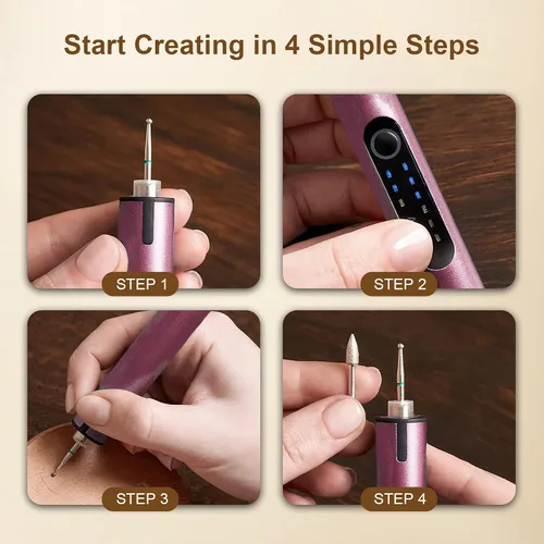 Miniatura 3 de Bolígrafo de grabado inalámbrico con luz LED, recargable por USB, bolígrafo grabador eléctrico de 3 velocidades, ajustable, de doble uso