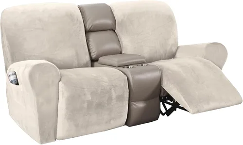 Miniatura 19 de H.VERSAILTEX Fundas elásticas de terciopelo para sillón reclinable, fundas para silla reclinable estilo de 4 piezas, funda para sillón reclinable