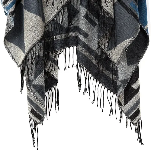 Miniatura 38 de Chales cálidos para mujer, cárdigan con frente abierto, estilo vintage, poncho