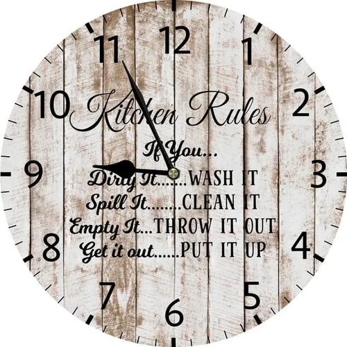 Miniatura 8 de Reloj de pared de madera vintage con diseño de reglas de cocina, funciona con pilas, no hace tictac, reloj de 10 pulgadas, reloj de madera rústico