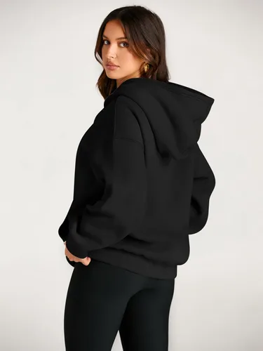 Miniatura 4 de Trendy Queen - Sudaderas extragrandes con capucha para mujer, suéteres de manga larga, sin botones, de vellón, de otoño, ropa de invierno