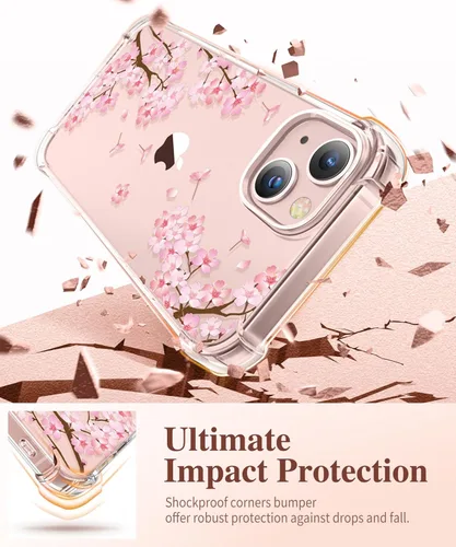 Miniatura 4 de GVIEWIN - Funda diseñada para iPhone 13 de 6.1 pulgadas, con protector de pantalla de vidrio templado y protector de lente de cámara, diseño floral