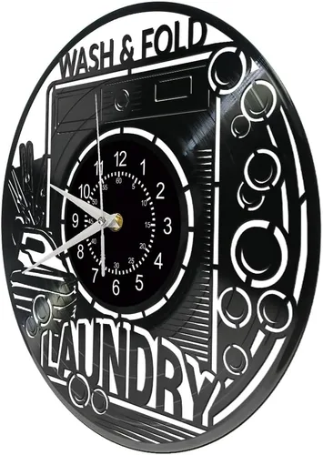 Miniatura 8 de Reloj de pared de 12 pulgadas para lavadero, silencioso, sin tictac, reloj de pared de cuarzo para lavadora, funciona con pilas, moderno reloj