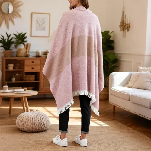Miniatura 94 de Poncho chal para mujer, suéteres suaves y cálidos para mujer, parte delantera abierta, poncho de viaje para otoño, invierno y primavera