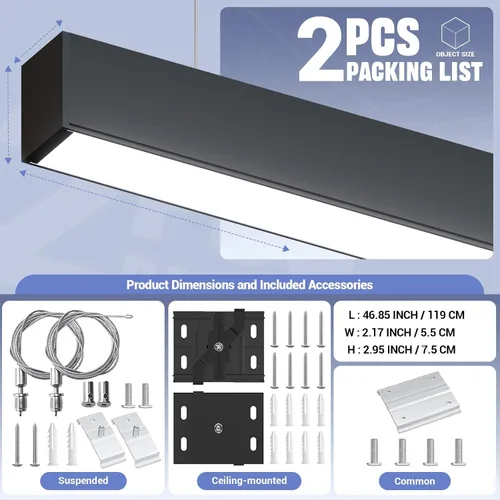 Miniatura 6 de Luz lineal LED de 4 pies, luz arriba y abajo de 50/45/40/35/30W, CCT de 3000/4000/5000K, luminarias lineales comerciales y residenciales