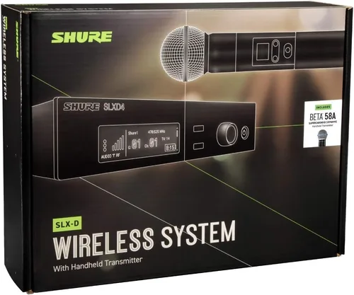 Miniatura 2 de Shure Sistema de micrófono inalámbrico digital SLXD24/B58, incluye transmisor de mano SLXD2 con cápsula de micrófono vocal BETA 58A y receptor
