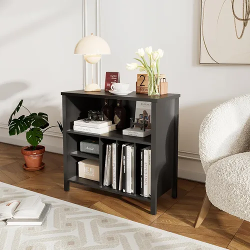 Miniatura 7 de Soporte para tocadiscos, gabinete de almacenamiento de discos de vinilo de mediados de siglo, soporte para tocadiscos de 3 niveles, soporte
