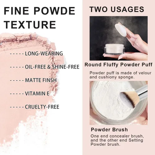 Miniatura 3 de LemonSac 2 polvos faciales sueltos, control de aceite que minimiza los poros y las líneas finas, maquillaje en polvo para hornear, efecto de enfoque