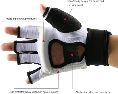 Miniatura 4 de Guantes de taekwondo para hombre y niños, saco de boxeo, artes marciales, artes marciales, artes marciales, lucha, grappling, Muay Thai, Blanco