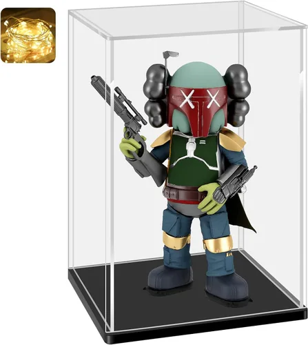Miniatura 36 de LANSCOERY Vitrina de Acrílico, Caja de Exhibición Ensamblable para Coleccionables, con Diseño a Prueba de Polvo y Sin Costuras, Base Negra de Negro