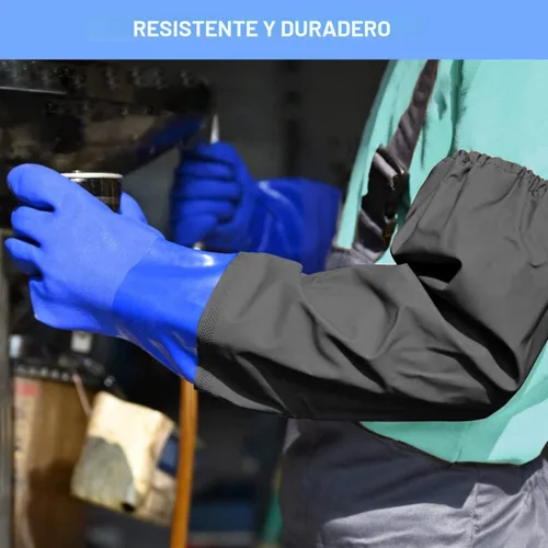 Miniatura 5 de Guantes de trabajo resistentes a productos químicos de PVC de Haiou, de goma larga, resistentes al agua, para trabajo con productos químicos