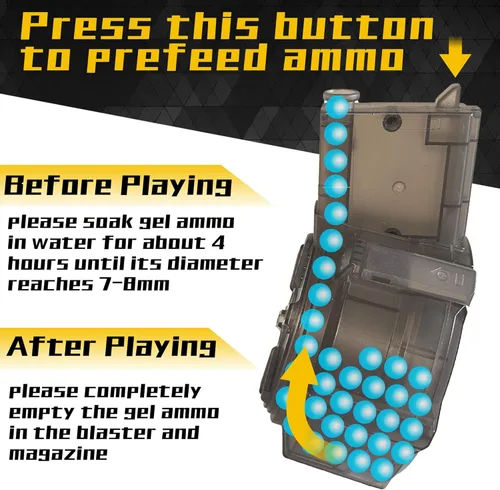 Miniatura 6 de Gel Splat Blaster - Tamaño grande de 32 pulgadas - Luz LED - Accesorios ricos - Modo automático y manual - Batería recargable modular de 7.4 V
