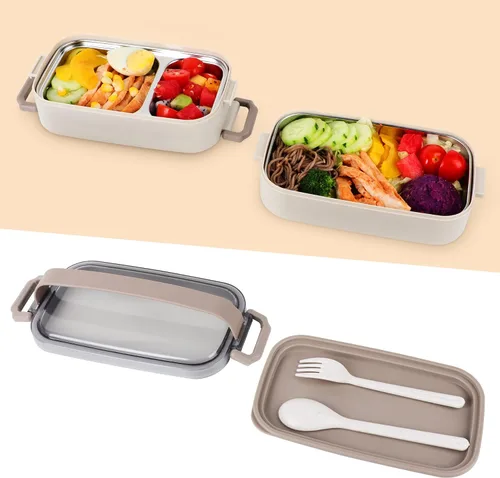 Miniatura 2 de Caja Bento de acero inoxidable para adultos y niños, lonchera japonesa a prueba de fugas, recipientes divididos para alimentos y comidas, juego