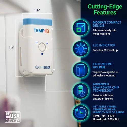 Miniatura 2 de TEMPIQ - Sensor remoto de temperatura y humedad WiFi – Integración de aplicaciones, alertas, ayuda a monitorear el segundo hogar, AirBnb, RV