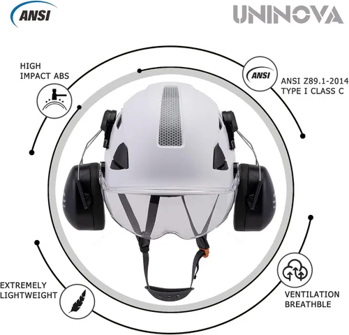 Miniatura 2 de Casco de protección para los oídos y visera ANSI Z89.1 con ventilación ABS forestal, arborista, árbol, construcción, construcción, protección