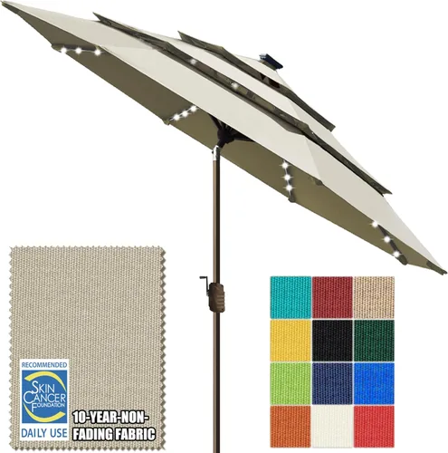 Miniatura 51 de EliteShade - Sombrilla solar de 9 pies / 2.74 metros, con 80 luces LED para patio, mesa al aire libre, con ventilación y cubierta que no se decolora