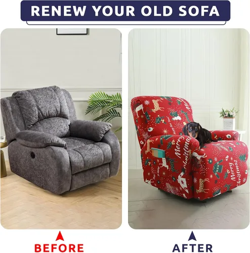 Miniatura 7 de Iauddy Funda para sillón reclinable, elástica, suave, antideslizante, para silla reclinable, 4 piezas, protector de muebles para sillón reclinable