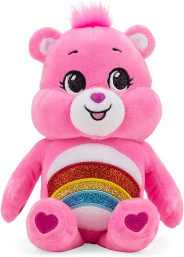 Care Bears Peluche de frijol de 9 pulgadas (vientre con brillantina), oso animador, material suave para abrazar