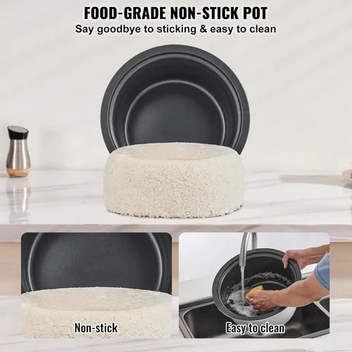 Miniatura 4 de VEVOR Arrocera comercial, olla arrocera de 23 tazas, olla arrocera grande de 4.2 litros y calentador con olla interior antiadherente, cocción rápida