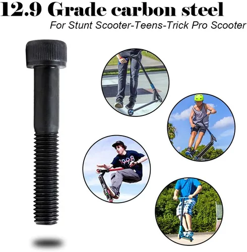 Miniatura 3 de Eje Pro Scooter M8 0.315 in X 1.102 in-5.118 in Tamaño múltiple 12.9 Grado Acero al carbono para rueda delantera trasera Freestyle Scooter Grinds