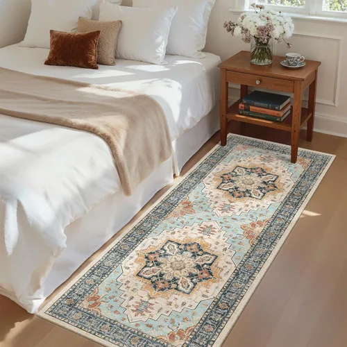 Miniatura 346 de Madane Tapete lavable de 2 x 10 pies para pasillo, cocina, recibidor, clásico, suave, antideslizante para interiores, casa de campo, baño, sala