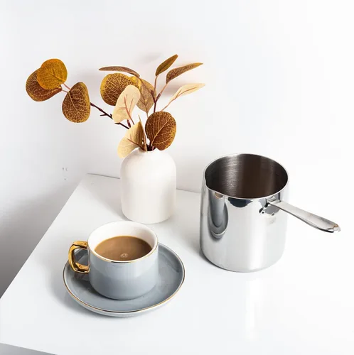 Miniatura 9 de IMEEA - Calentador de leche y cafetera turca de acero inoxidable 18/10 de tres capas con pico (30 oz/900 ml)