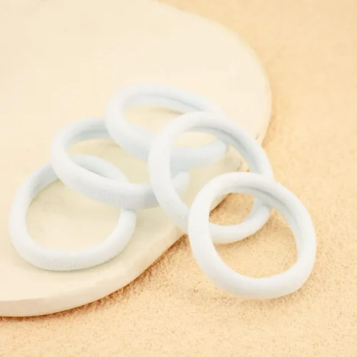 Miniatura 4 de Paquete de 100 ligas para el cabello sin costuras para mujeres y niñas, soportes para cola de caballo para cabello grueso (blanco)