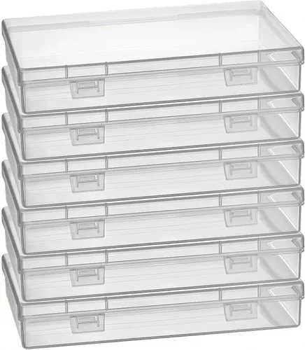 Miniatura 10 de Goodma 8 contenedores rectangulares vacíos de plástico transparente con tapas con bisagras para objetos pequeños y otros proyectos de manualidades