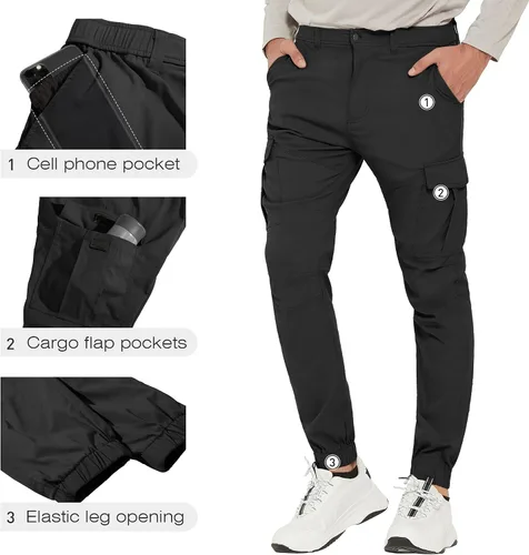 Miniatura 4 de PULI Mens Hiking Cargo Pants Slim Fit Stretch Jogger Cycling Waterproof Outdoor Trousers with Pockets