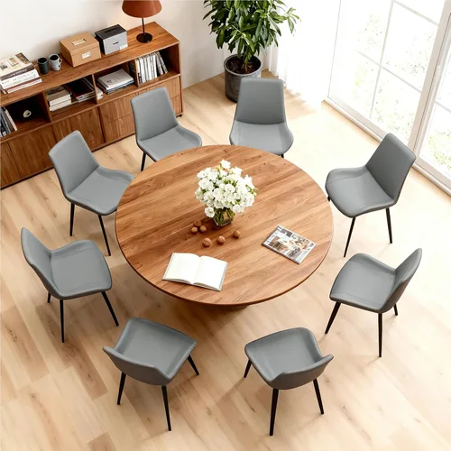 Miniatura 17 de Juego de 2 sillas de comedor modernas, sillas de comedor de cuero PU, sillas de cocina tapizadas con respaldo ergonómico y patas de metal