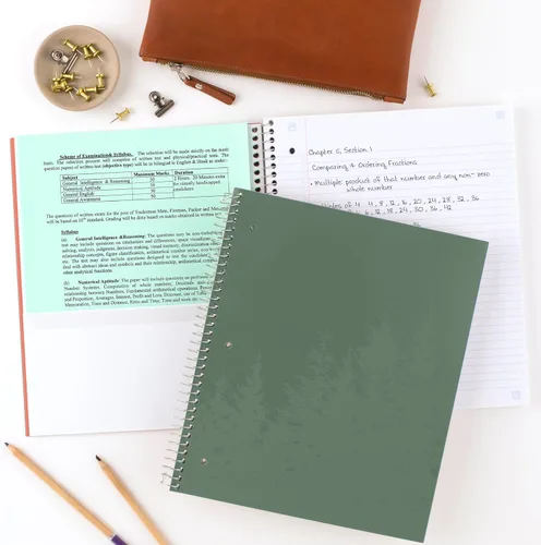 Miniatura 6 de Five Star Cuaderno de espiral + aplicación de estudio, paquete de 4, 1 materia, papel reciclado a rayas universitarias, 8-1/2 x 11 pulgadas, 100