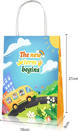 Miniatura 5 de CRAWPROP 12 bolsas de regalo para el regreso a clases, suministros de fiesta, bolsas de envoltura para el primer día de escuela, decoración