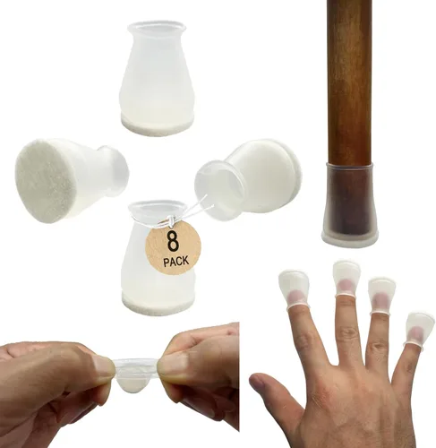 Protectores de suelo de silicona extra pequeños para patas de silla con fieltro, se ajustan de 19/32 a 15/16 pulgadas, tapas de silicona para patas
