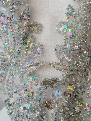 Miniatura 3 de Apliques de encaje hechos a mano con diamantes de imitación para coser en cuentas, parches de lentejuelas, accesorios para ropa de vestir de niña