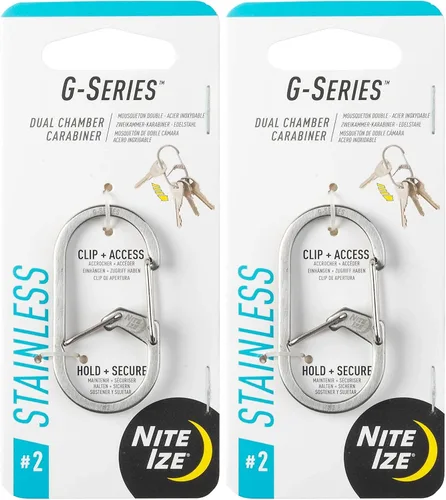 Miniatura 9 de Nite IZE GS2-11-R6 - Mosquetón de doble cámara de la serie G, acero inoxidable