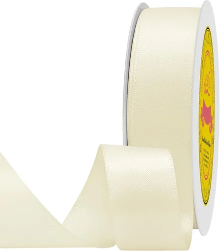 Miniatura 164 de Cinta de satén blanca antigua de doble cara de 1-1/2 pulgadas x 50 yardas, cinta de poliéster para envolver regalos, día de San Valentín, bodas