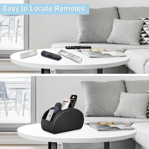 Miniatura 2 de Fintie - Soporte para control remoto, organizador de cuero vegetal para control remoto de televisor, organizador de escritorio, 5 compartimentos