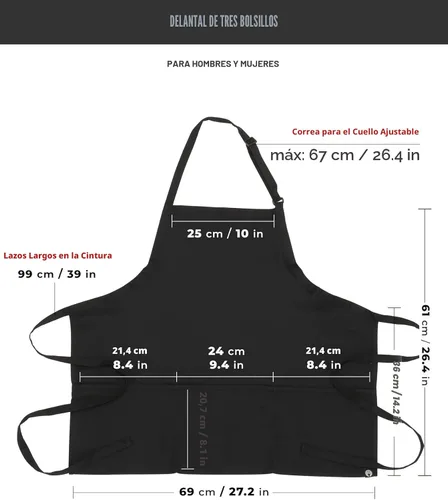 Miniatura 6 de Chef Works - Delantal unisex de tres bolsillos