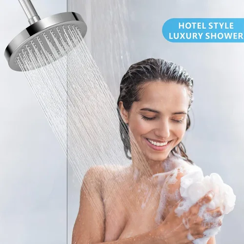 Miniatura 6 de Voolan Cabezal de ducha de lluvia de alta presión, aumento de presión de 6 pulgadas, ideal para reemplazar cabezales de ducha fijos de baño, fácil