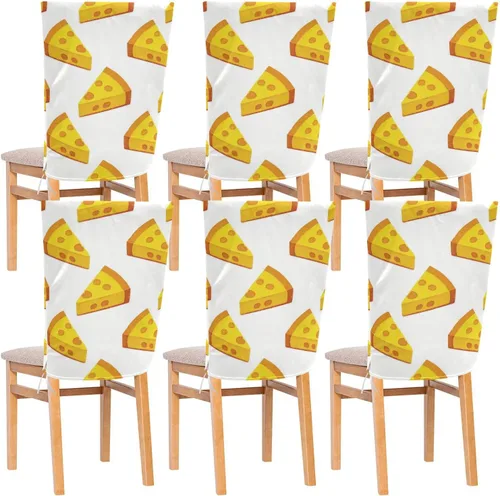 Cartoon Yellow Triangle Cheese Decorative Chair Seat Cover for Dining Room Chairs Soft 19.7x23.6in Chair Slipcovers Cover para sillas de comedor Set
